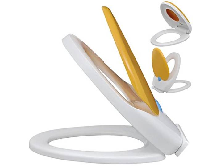 vidaXL Siège de toilette à fermeture en douceur Blanc et jaune