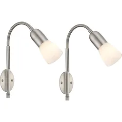 2er Set Wandleuchte Wandlampe Flurlampe Beweglicher Spot Silber Metall H 46 cm