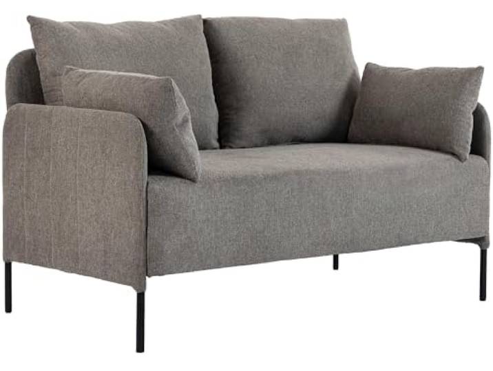 CLP Couch 2-Sitzer bequem Ziden, Sofa gepolstert mit Kissen, Polstermöbel bequem bis 300 kg belastbar, Farbe: Taupe