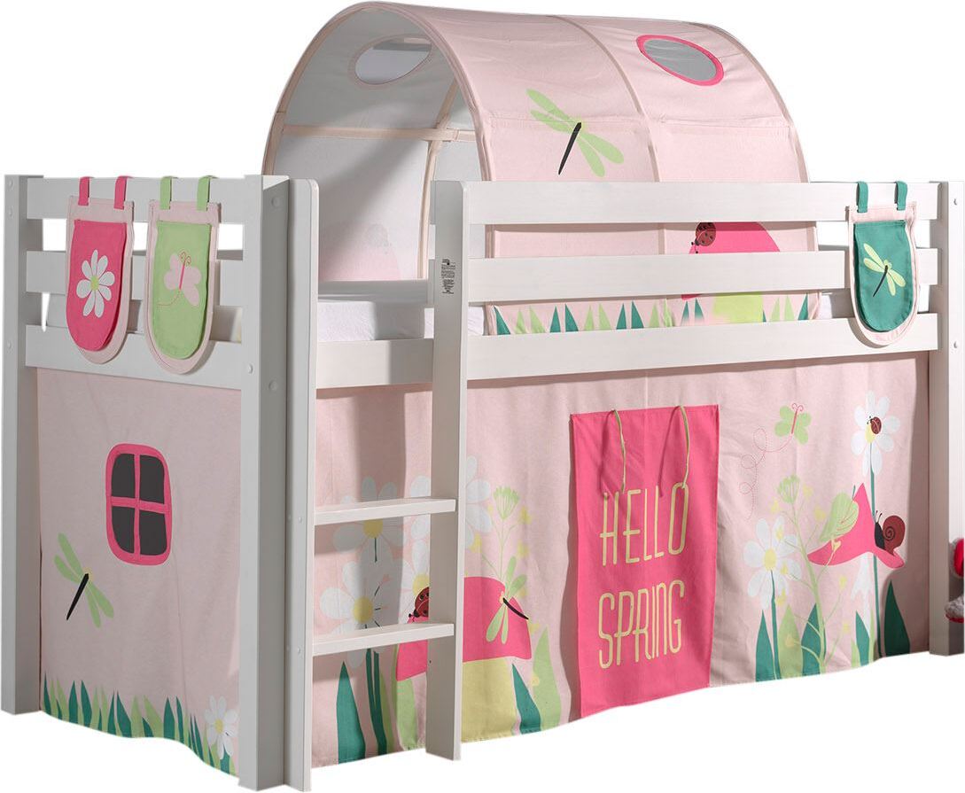 Kinderbett Karolina 210x114x106 Massivholz Weiß Textilset Spring 4