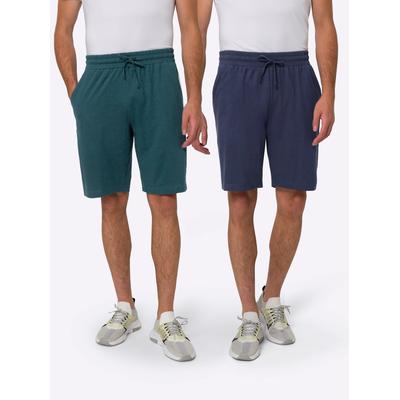 Bermudas CLASSIC, Herren, Gr. 52/54, Normalgrößen, bunt (marine, petrol), 100% Baumwolle, gemustert, mehrfarbig, unifarben, kurz, Hosen Bermudas