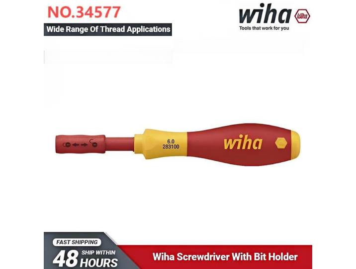 Wiha-Tournevis à finition souple avec porte-embout pour SlimBits, jeu de tournevis flexibles, compacts et mobiles, NO.34577