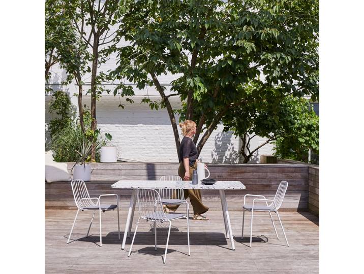 Rechteckiger Gartentisch Premium-Terrazzo und Metall 160 Elio weiß - Weiß