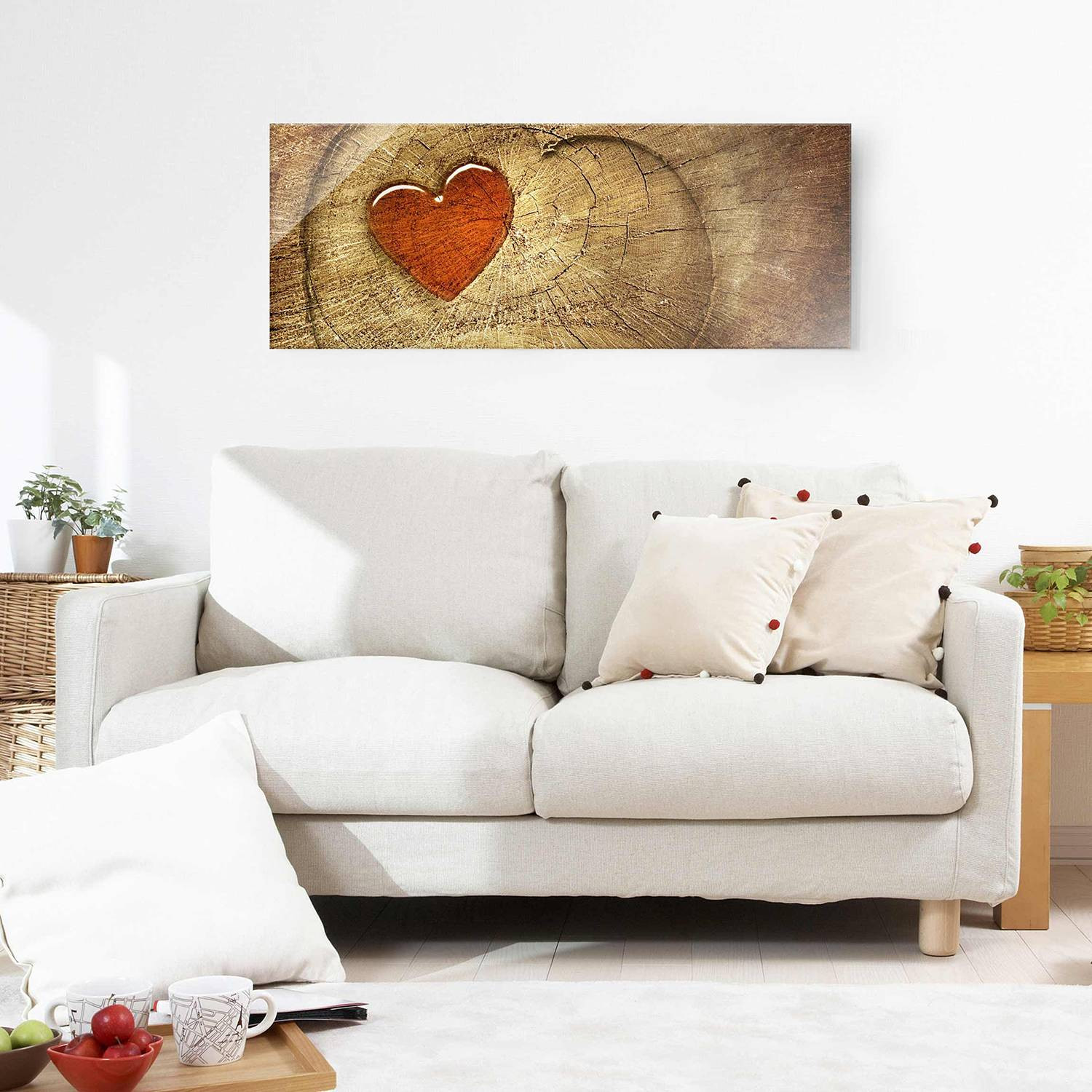 home24 Glazen afbeelding Natural Love Bruin, 125 x 50 cm