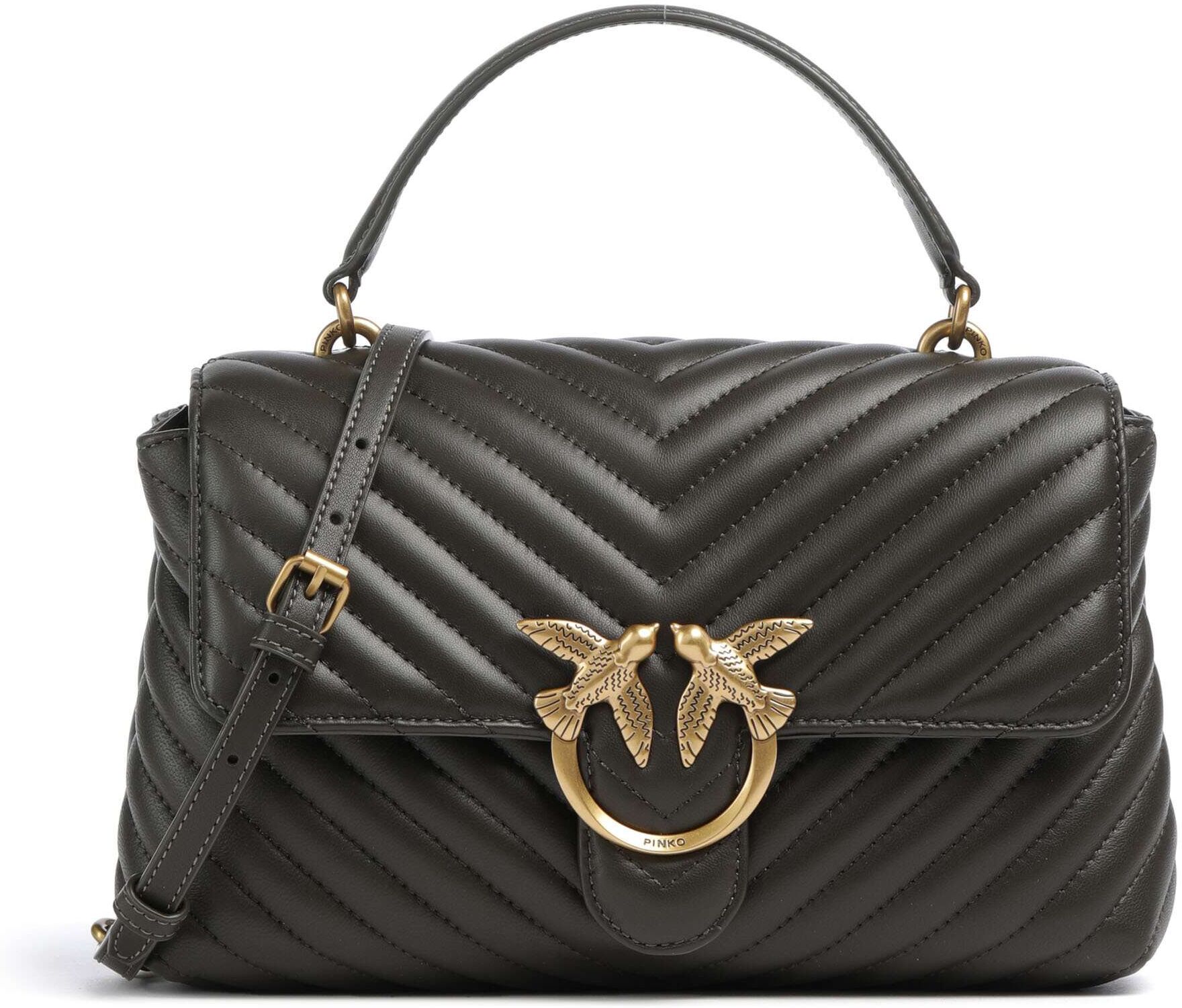 Pinko Love Lady Puff Classic Handtasche aus Leder, oliv