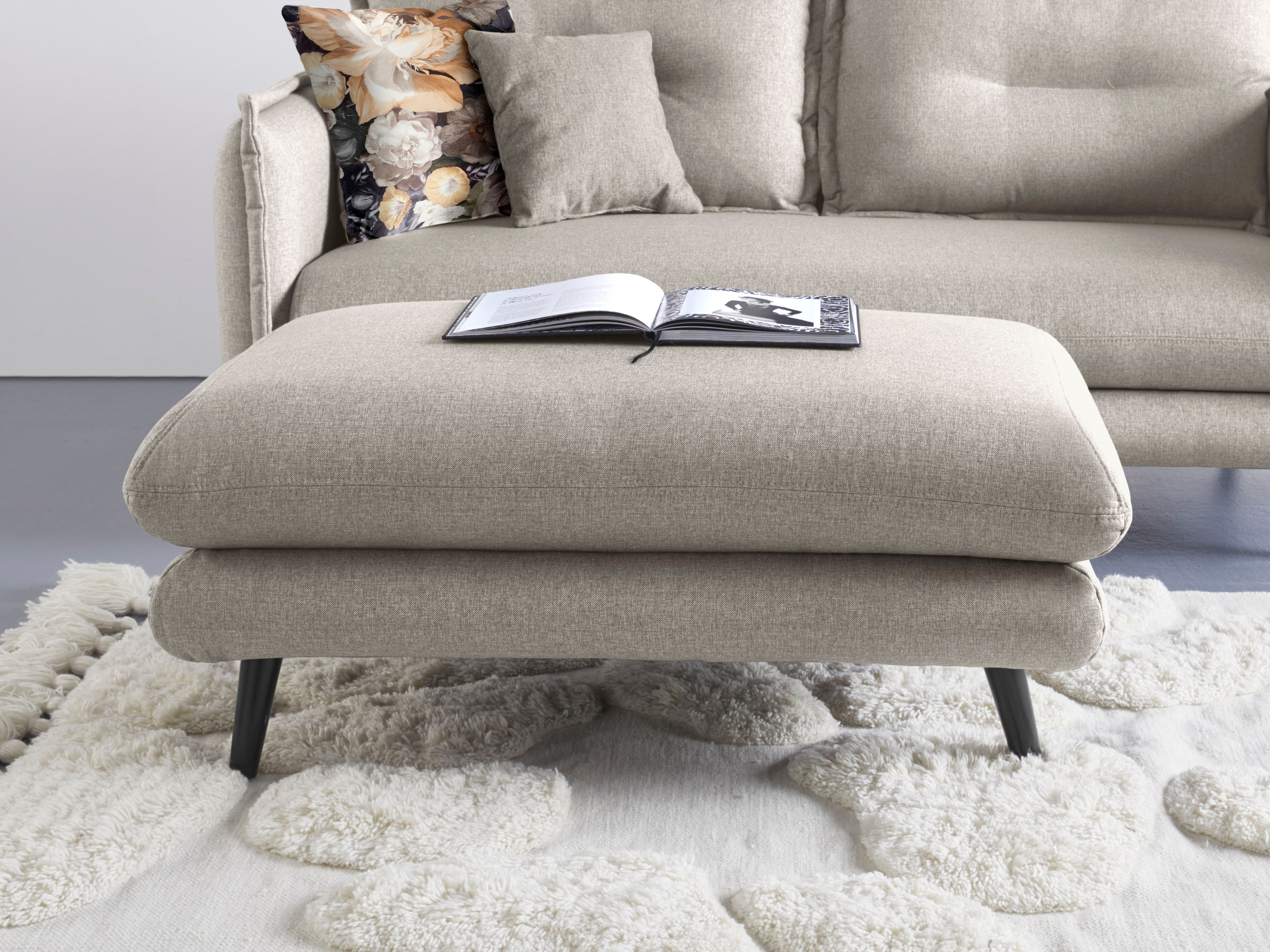 Polsterhocker HOME AFFAIRE "Levke bequem und elegant", grau (taupe), H:47cm T:77cm, Hocker, Polsterhocker taupe B/H/T: 47cm x 77cm, Struktur fein