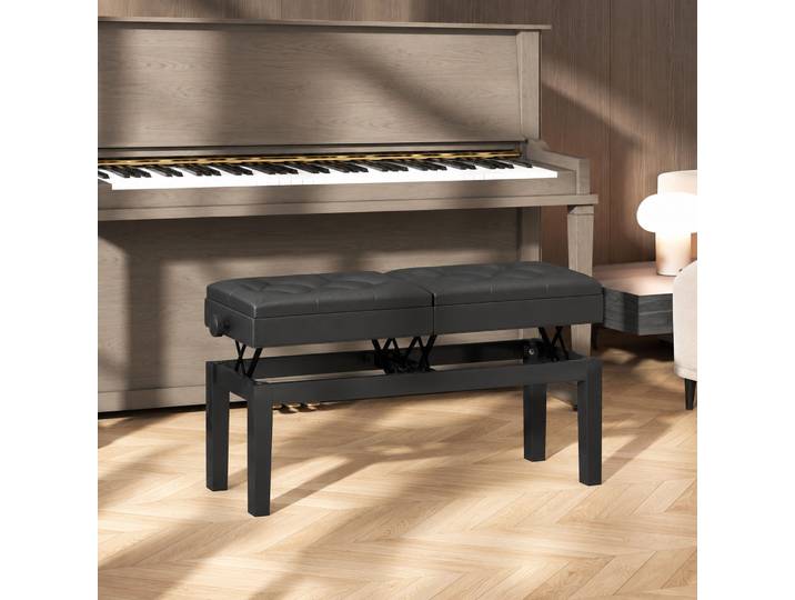 HOMCOM Banc Piano Réglable avec Rangement Noir