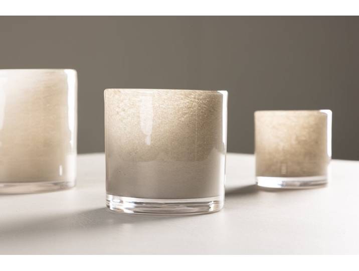 Laterne Polar - Laterne aus Glas in verschiedenen Farben - Beige - Luxusbetten24