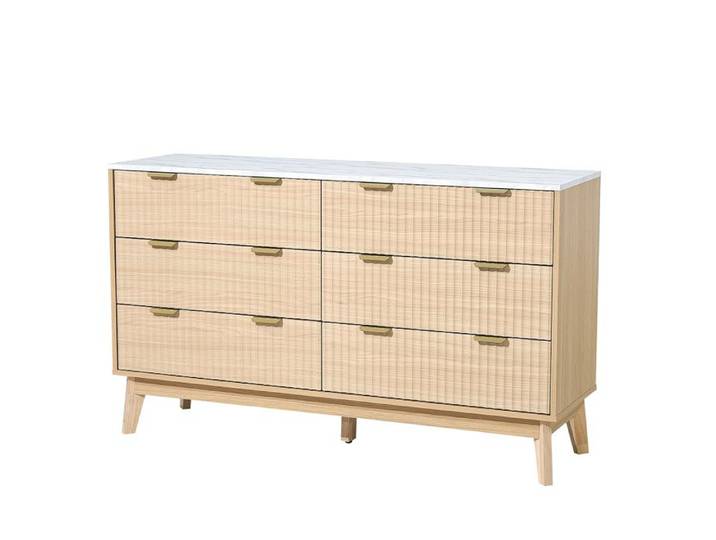 Commode - DUOKU - IVY-VVR-011 - 6 Tiroirs - Bois Clair - Style Minimaliste Moderne