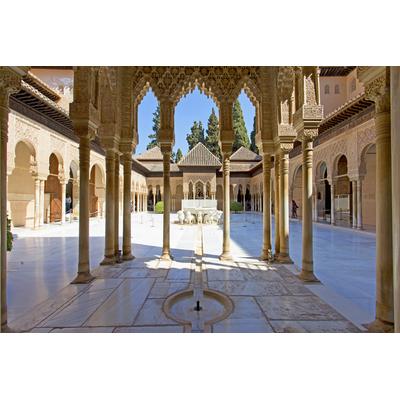 Fototapete PAPERMOON "ARCHITEKTUR-PATIO DES LÖWES PALAST ALHAMBRA BOGEN HOF", bunt, B:2,5m L:1,86m, Vlies, Tapeten