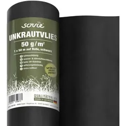 Sovie Unkrautvlies-Rollen in Schwarz aus PP-Spinnvlies 50g/m2, 1 m x 50 m, 1 Stück - Gartenvlies