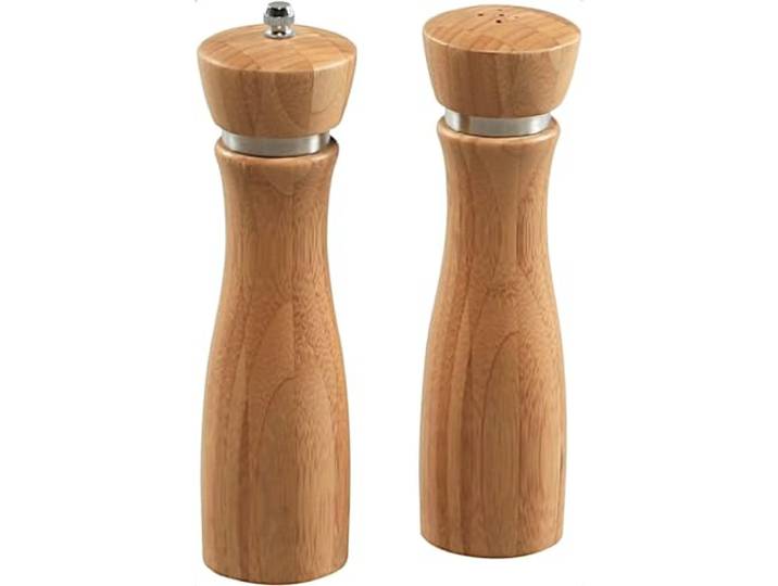 KESPER Set Pfeffermühle und Salzstreuer aus Bambus mit Keramik-Mahlwerk, Höhe: 21,5 cm