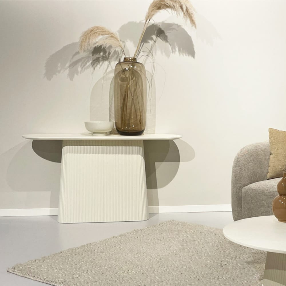 Moloo Consola de 140 cm en madera maciza marfil