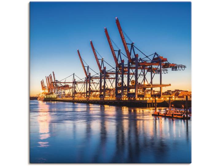 Leinwandbild ARTLAND Hamburg Container Terminals , beige (farbe bild(er): naturfarben), B:40cm H:40cm, Bilder, Leinwandbild, auf Holzrahmen gespannt