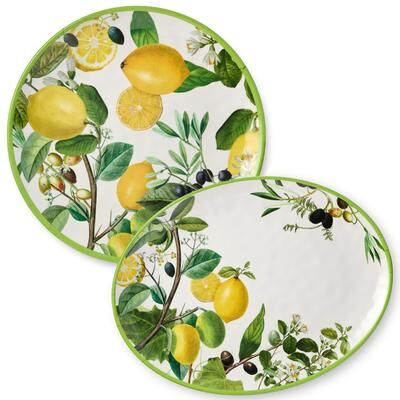"Certified International Limone Melamine 2pc Platter Set - 14.00""L x 14.00""W x 0.75""H"