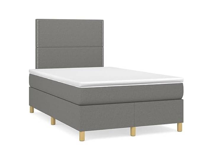 PUGYNBK Boxspringbett, 120 x 200 cm, Dunkelgrau Verstellbares Kopfteil, Taschenfedern, mittlere Festigkeit, atmungsaktive Polsterung