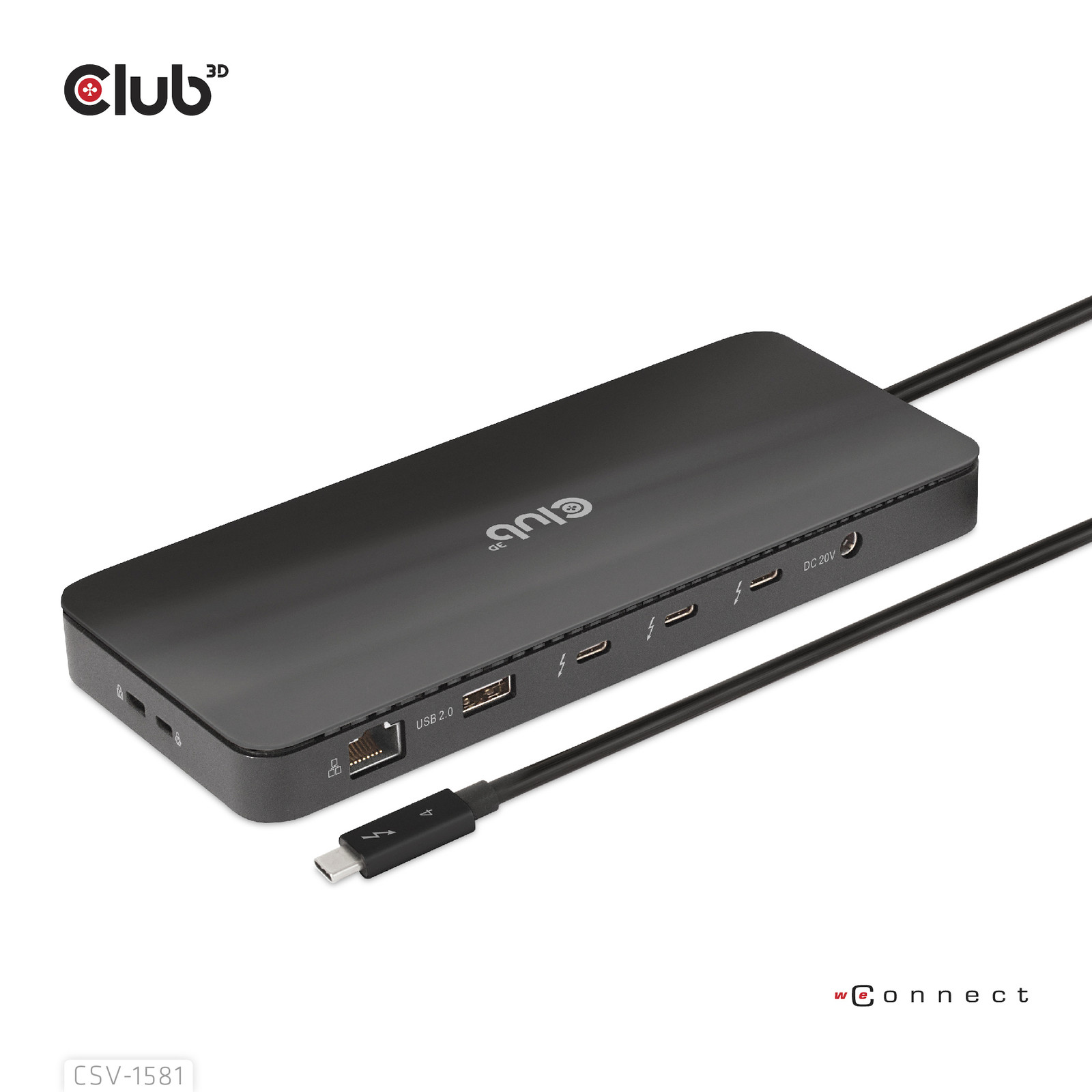 Club3D CSV-1581 Thunderbolt 4 Dockingstation met 11 aansluitingen voor 2 beeldschermen
