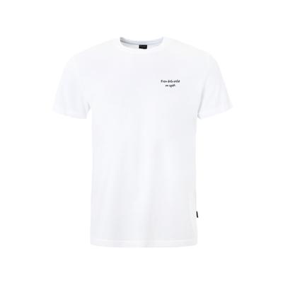 T-Shirt KLEINIGKEIT "Kleinigkeit Bois Straightcut Shört Freu Dich", Herren, Gr. M, weiß, 100% Baumwolle, bedruckt, normal, Rundhals, Shirts T-Shirt