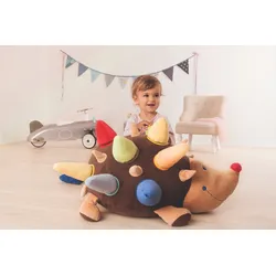 Beleduc Sinnesigel Oscar Plüsch-Igel Lernspielzeug - 13 bunte Stacheln, Farbwürfel, Plüsch, 66,5x31 cm - sensorisch, fördert Wahrnehmung