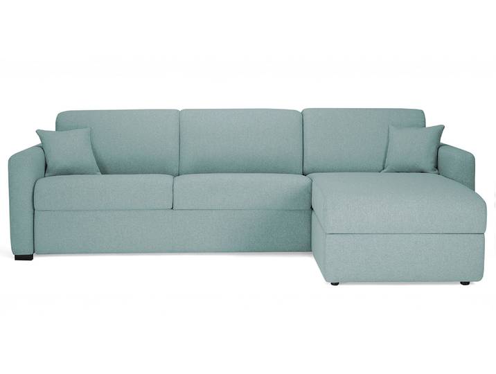 MILANO - Canapé d'angle convertible 5 places - Tweed, Vert deau