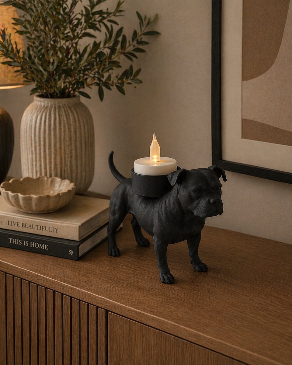 Waxinelichthouder Staffordshire Bull Terrier - Zwart