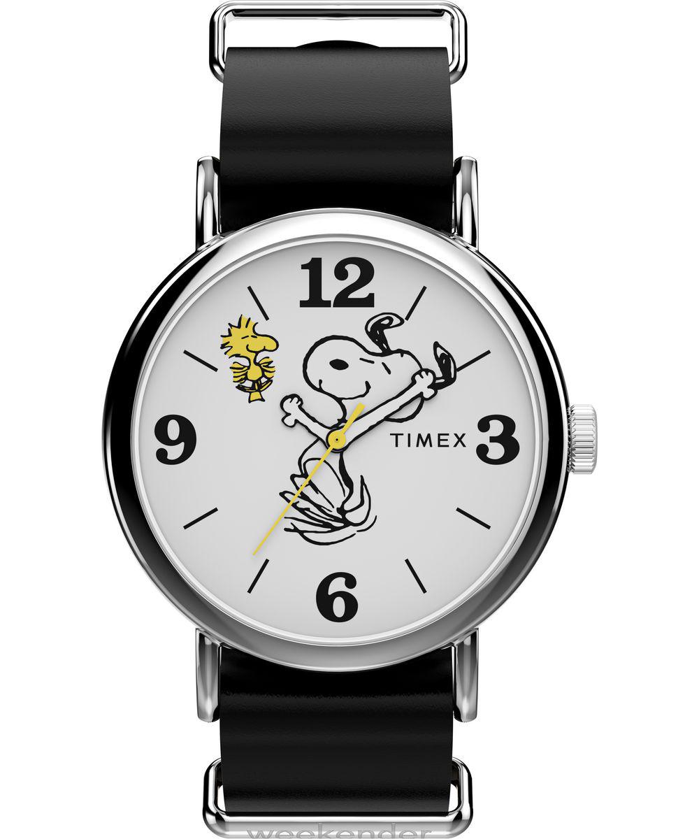 Timex Peanuts Weekender Snoopy Heren Horloge Zwart TW2Y60900