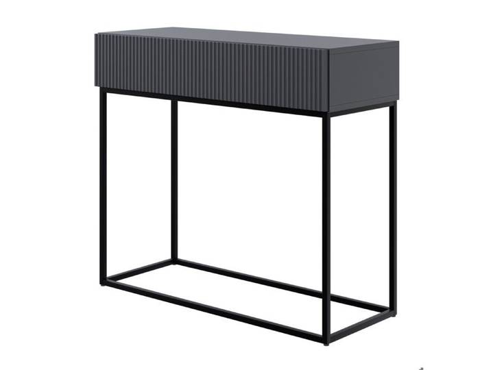 Table console avec tiroir - VELDIO - debout - 90 cm - noir - avec pieds noirs