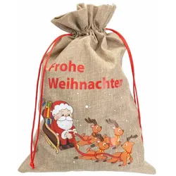 12x Weihnachtsgeschenksack Weihnachtsmann Schlitten 22x32cm