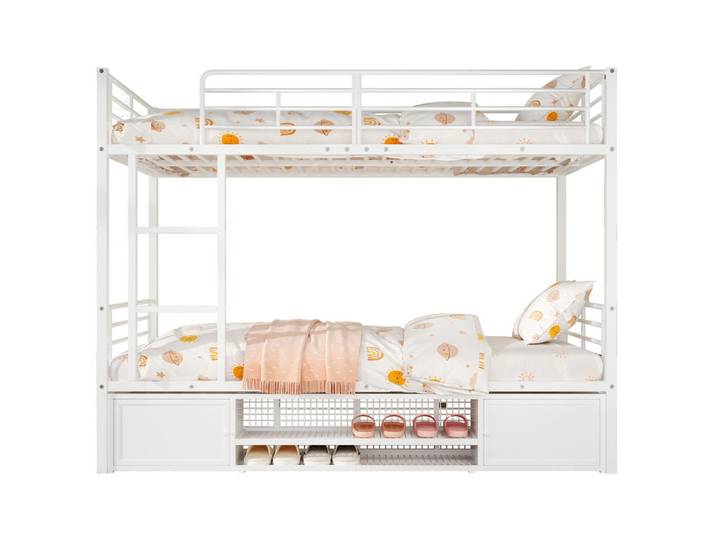 Flora Grace Etagenbett 90/200 cm Weiß aus Metall mit Schuhablage, 90x200 cm, Babymöbel & Kindermöbel, Kinderzimmer & Jugendzimmer, Stockbetten