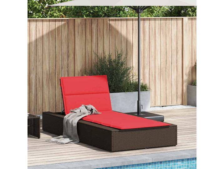 vidaXL Sonnenliege mit schwebender Auflage Braun Poly Rattan