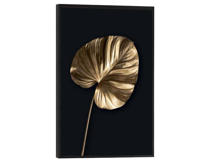 Poster REINDERS Palmenblatt Gold , gold (farbe bild(er): gold), B:20cm H:30cm T:1,6cm, MDF, Bilder, Poster