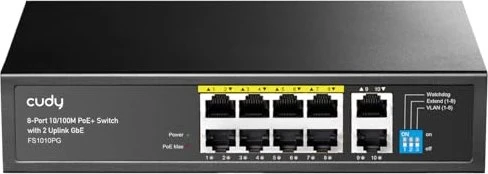CUDY 8-Port 10/100M PoE+ Switch with 2 Uplink GbE