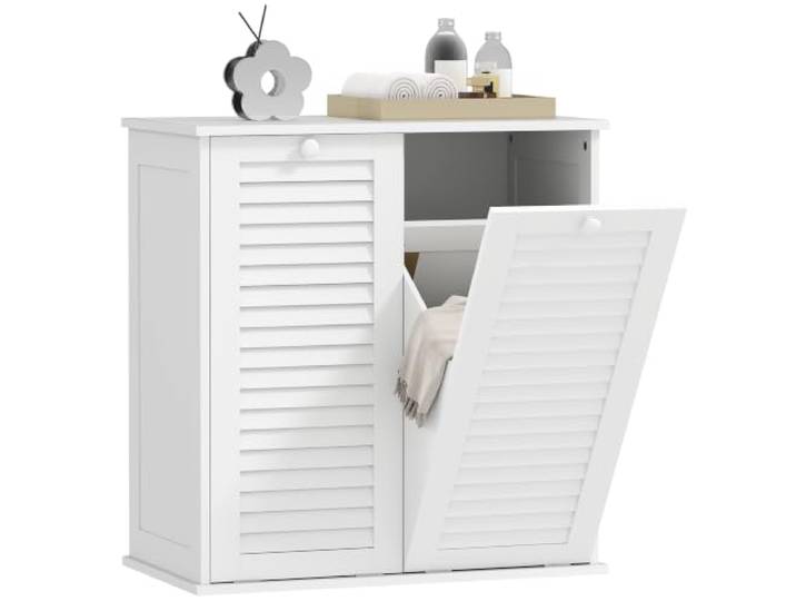 HOMCOM Wäscheschrank Badschrank mit 2 Wäschekörben 70 x 38 x 73 cm Weiß