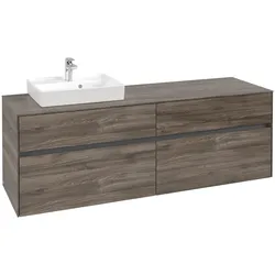 Villeroy & Boch Waschbeckenunterschrank Collaro C07800, Eckig Stone Oak, 1600x548x500mm, 4 Auszüge mit SoftClosing, 2 hohe und 4 niedrige Glasabtrennungen