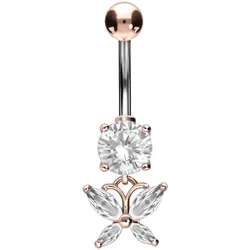 Titan Bananabell mit 925er Silber-Design KRISTALLSCHMETTERLING