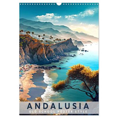 Andalusia - Old School Poster Style (Wall Calendar 2026 DIN A3 portrait), CALVENDO 12 Month Wall Calendar