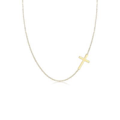 Kette mit Anhänger ELLI "Halskette mit Kreuz Schlicht 925 Sterling Silber" Gr. 45, gold, Halsketten, Damen, 45, ohne Stein, Silber 925 (Sterlingsilber)