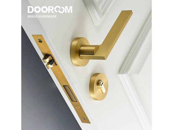 Dooroom-Ensemble de serrures de porte en laiton, moderne, simple, intérieur européen, chambre à coucher, double, levier de porte en bois, bouton de poignée DUNIHandle