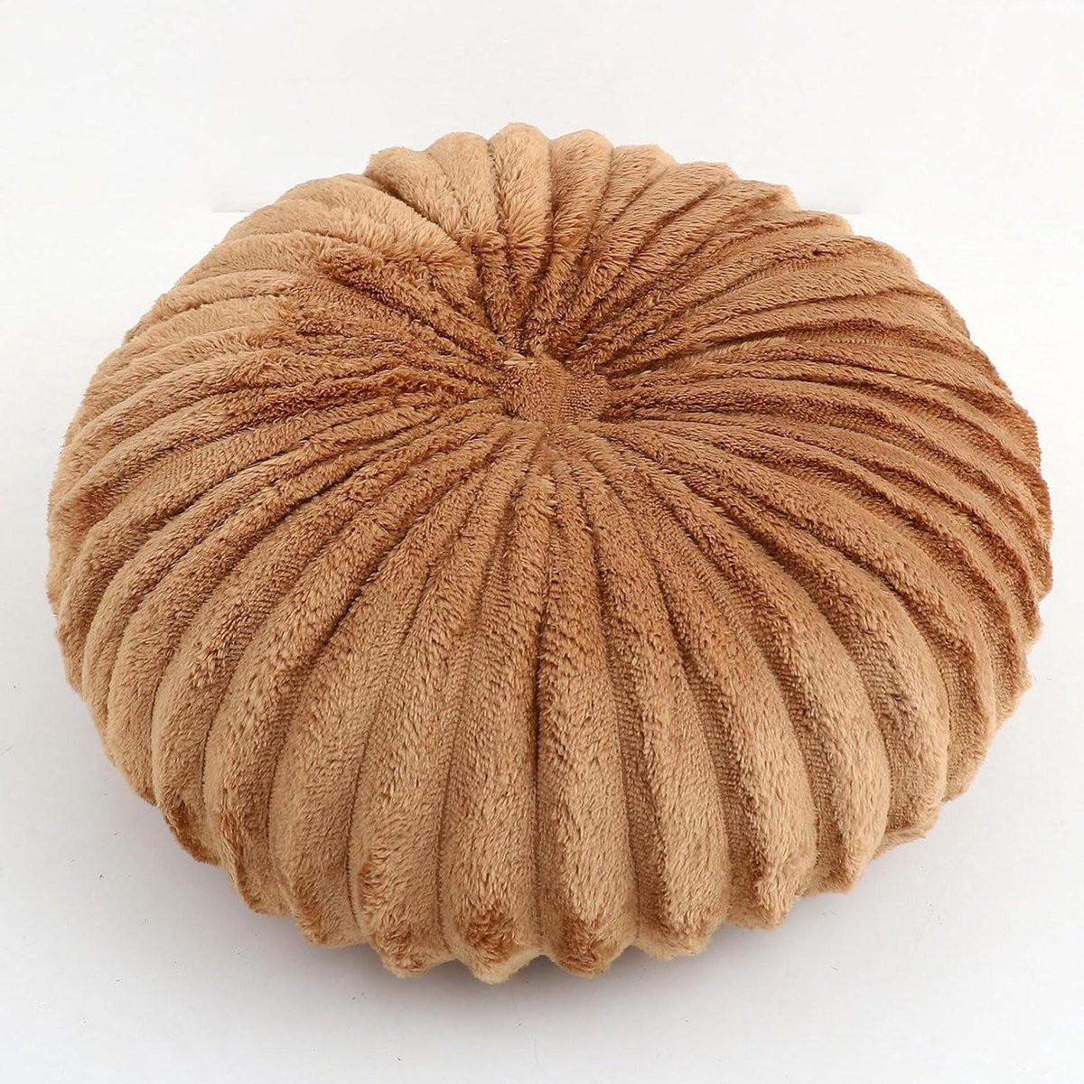 Blauw Rond Pompoenkussen - Geplooide Zitkussen Decoratie - Diameter: 35 cm