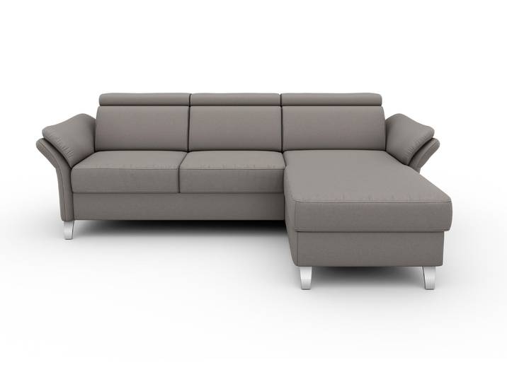 Ecksofa, Luxus-Microfaser, Steelgrau 252×165 cm, Mit Kopfteilverstellung & Bettkasten, Modern, SIT & MORE