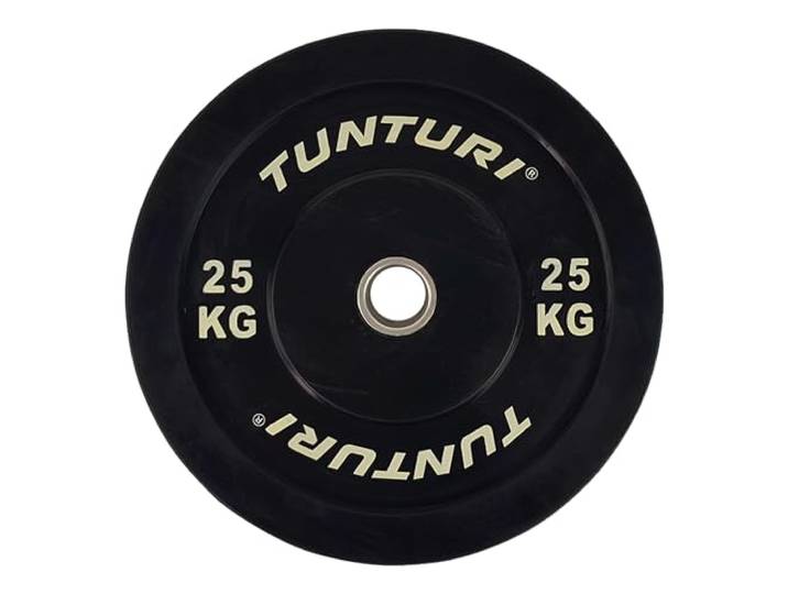 Tunturi Gewichtsscheiben aus Gummi, Schwarze Langhantelscheiben 50 mm, 25 kg