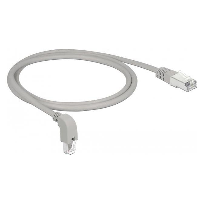 Delock Patch-Kabel RJ-45 (M) nach unten gewinkelt bis RJ-45 (M) gerade (S/FTP, CAT6a, 1 m) (85874)