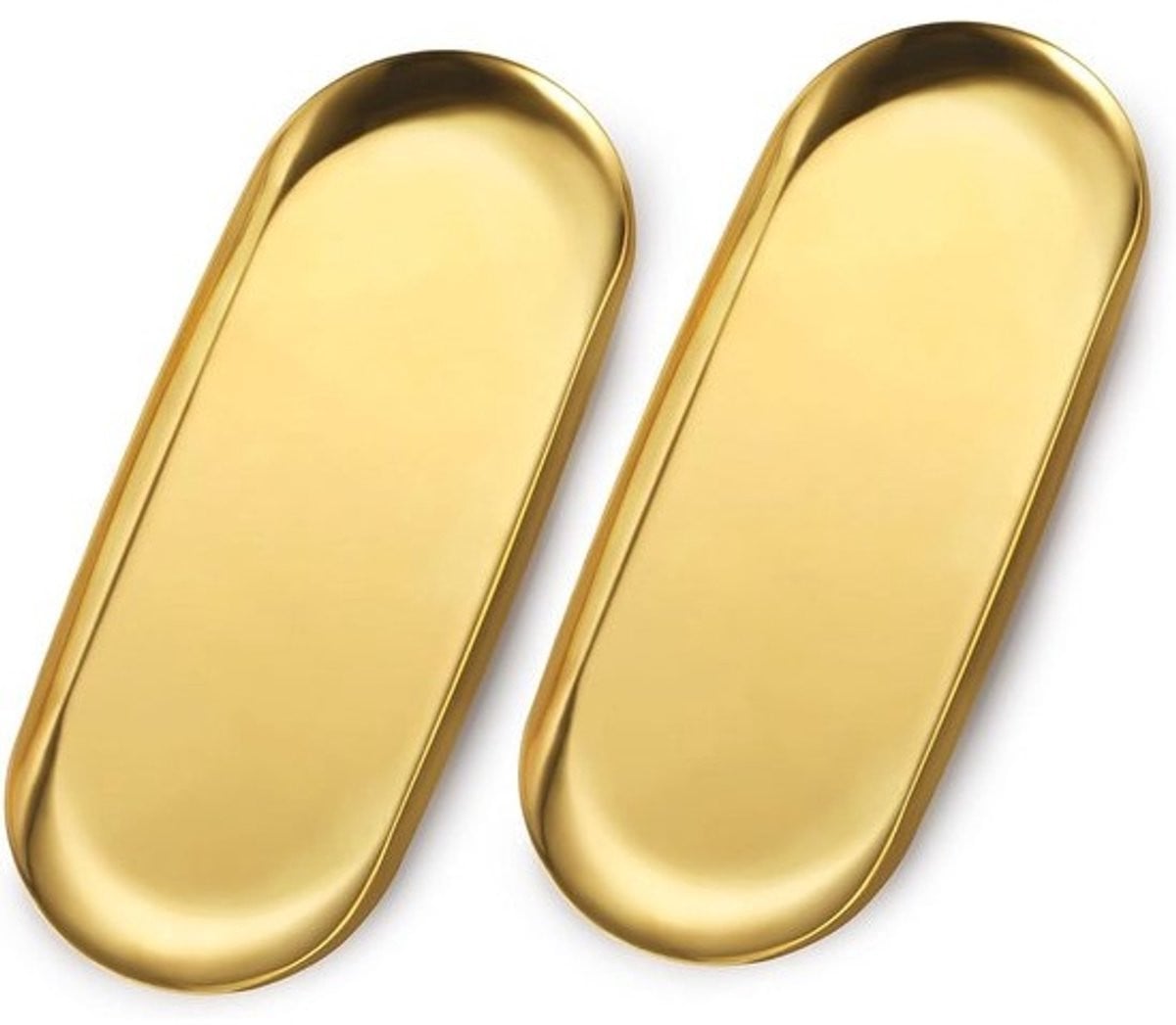 Set van 2 extra grote roestvrijstalen sieradendienbladen voor sieraden en cosmetica