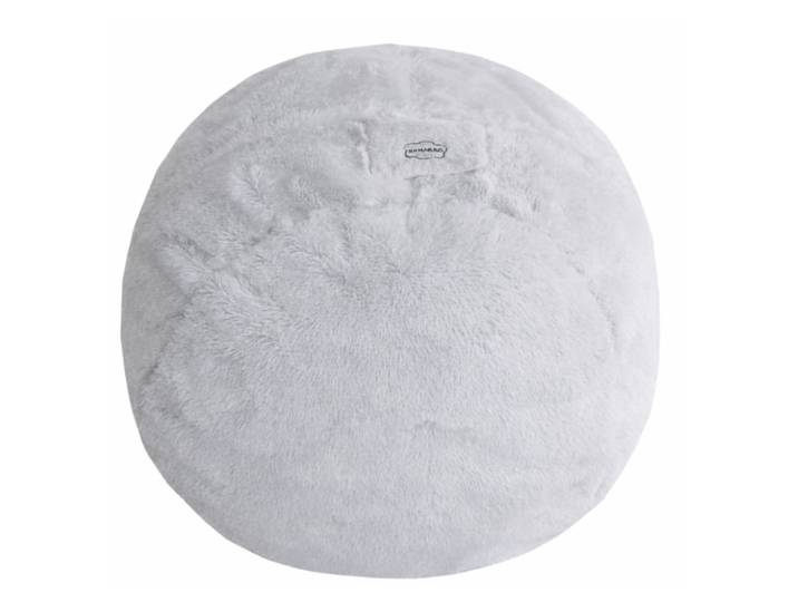Pouf géant déhoussable fausse fourrure gris clair 140 cm