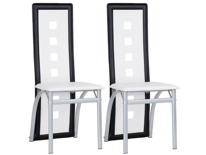 Chaise de salle à manger à six trous - un ensemble de deux - Blanc - Simili - Inox - Elégance - Chic - Lot de 2