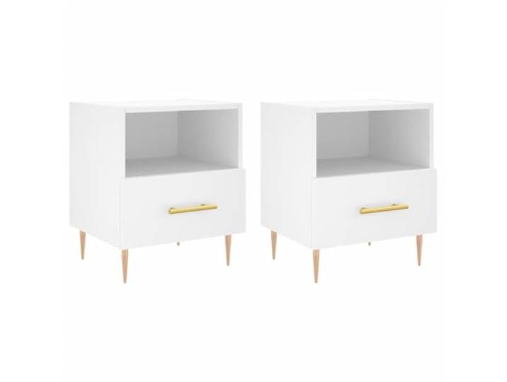 LMTYOENFG Nachttische 2er Set Weiß 40x35x47,5 cm mit Schublade Praktische Nachtkonsole für das Schlafzimmer mit offenem Fach und Schubfach für alltägliche Dinge.