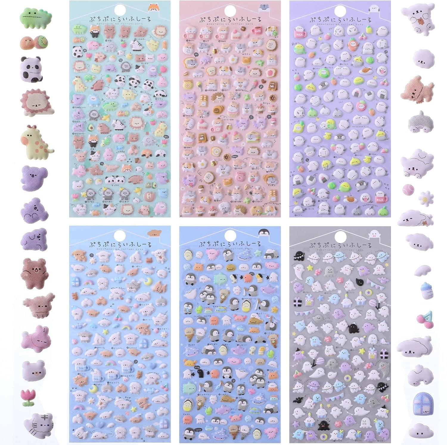 600 Stuks Mini Opgeblazen Stickers - Schattige 3D Cartoon Dieren voor Telefooncases, Knutselen en Scrapbooks