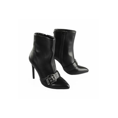 Stiefel BUFFALO "Buffalo Juliet Bootie Belt Vegan Nappa", Damen, Gr. 40, schwarz, Polyurethan, unifarben, Schuhe Stiefel