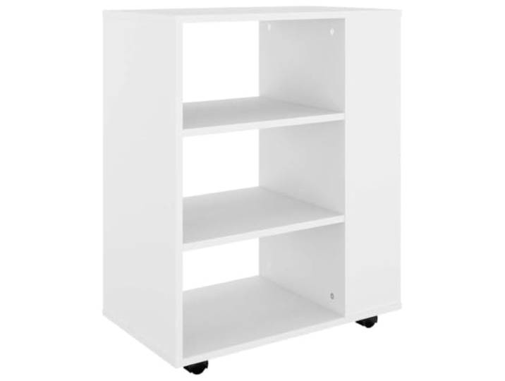 RJPLMFV Schrank mit Rollen, Weiß, 60 x 35 x 75 cm, Verbundholz Mobiles Möbelstück, Untertischregal, feststellbare Räder, Druckeroberfläche, skandinavischer Stil