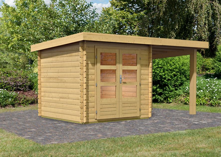 KARIBUHOLZT BH Bastrup 2 natur 220x220x220 im Set mit AD 2 m breit 08437919